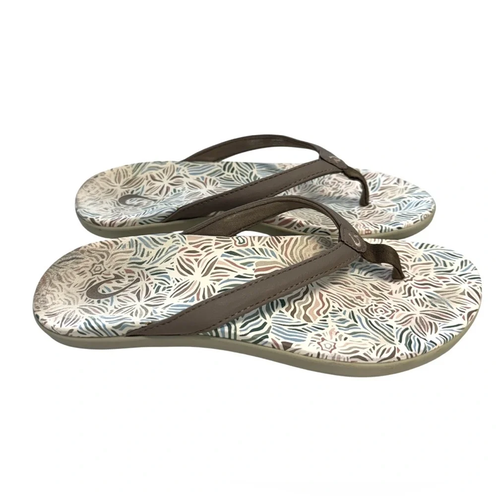 Olukai  Ho’ Opio Thong Stylish Brown Flip-Flops for Women Size 5 EUR 36